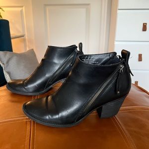 Women’s Black Booties with Zip Closure, size 9